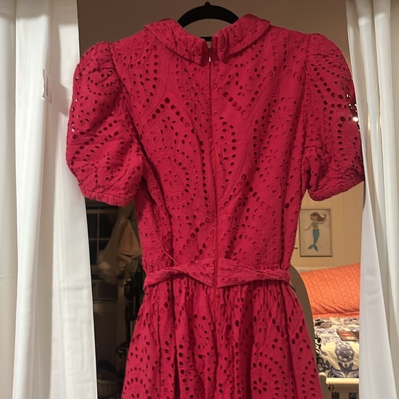 Badgley Mischka Red Eyelet Dress Size 16 - Picture 5 of 6